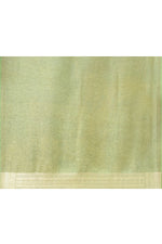 Pure Linen Georgette handloom Banarasi saree with silver zari kadwa weaving-Pista green