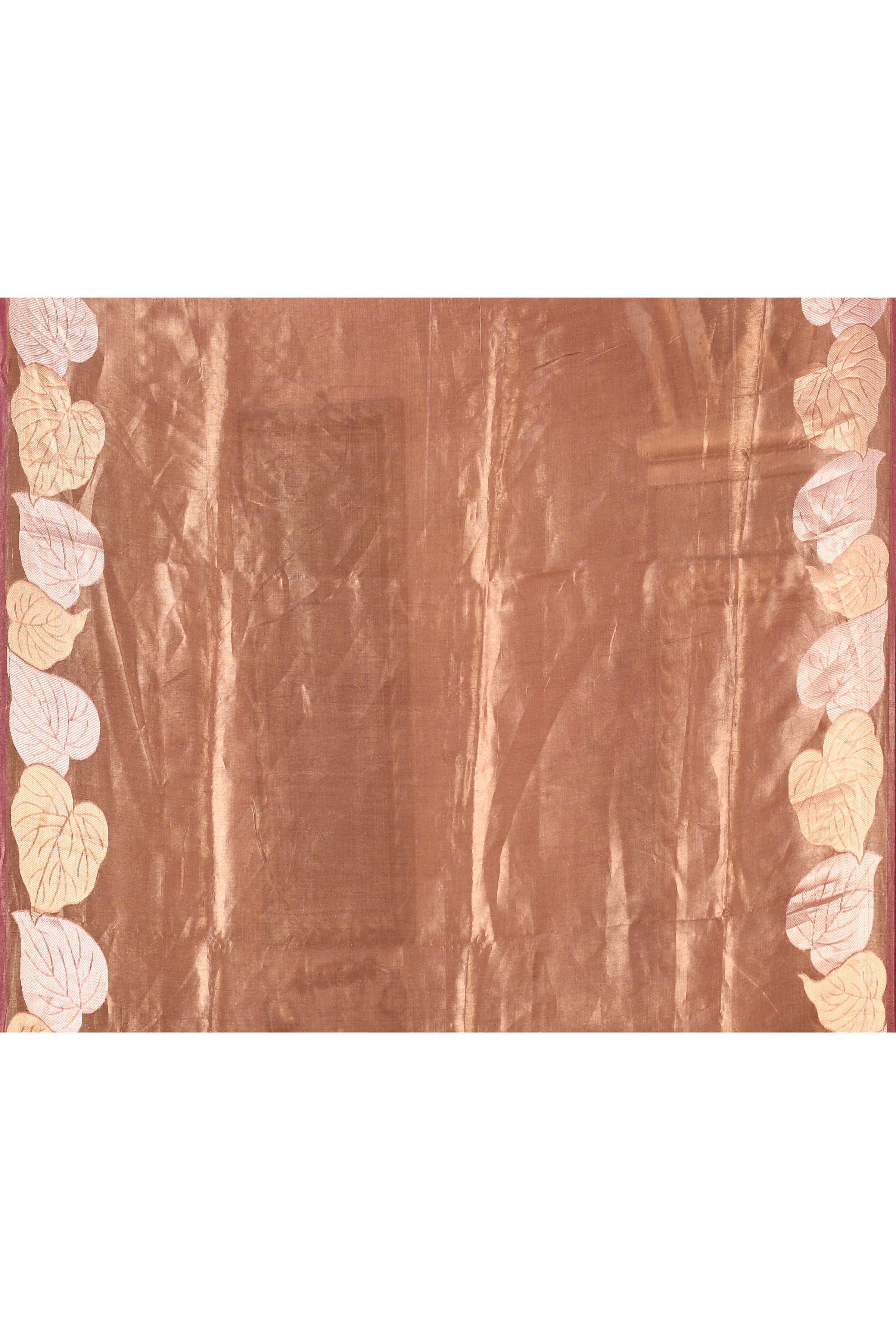 Banarasi tissue silk saree with leaf pattern woven border-Pink