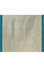 Pure handloom tussar silk Banarasi saree with kadwa weaving-Teal blue