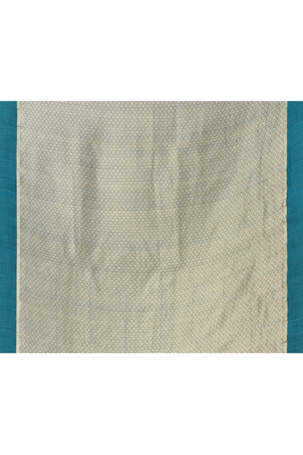 Pure handloom tussar silk Banarasi saree with kadwa weaving-Teal blue