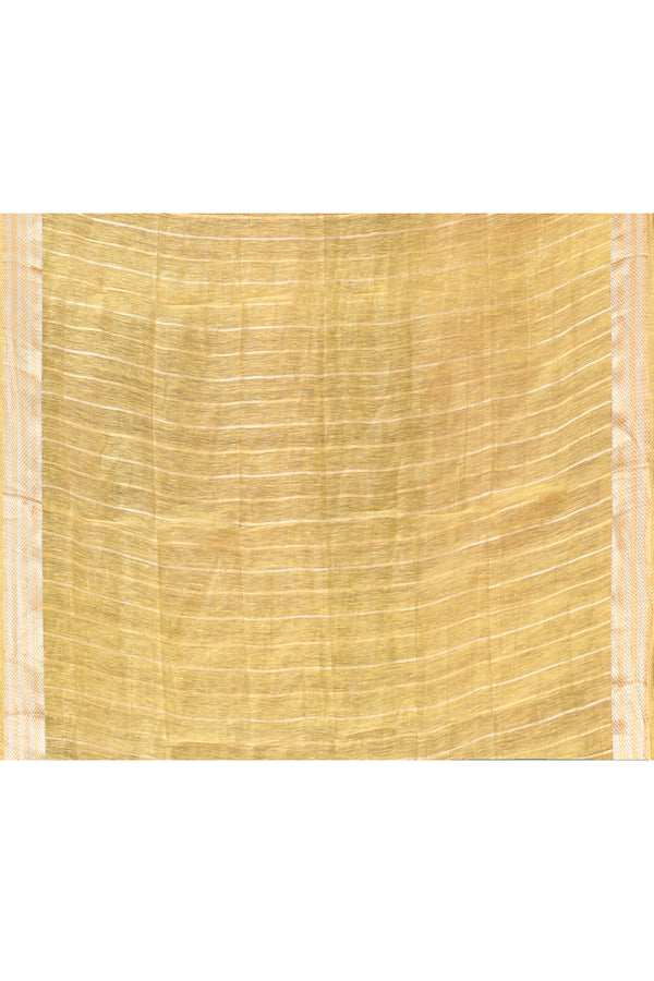 Pure tussar linen Handloom Banarasi saree with kadwa weaving-Lime green