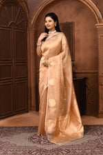 Banarasi tissue silk saree with floral pattern kadwa weaving-off white