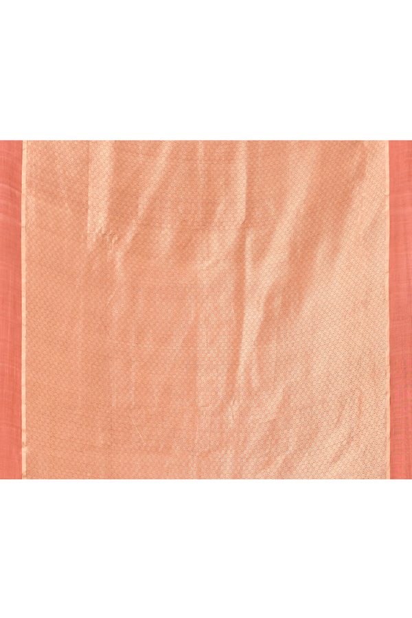 Pure handloom tussar silk Banarasi saree with kadwa weaving-Light coral