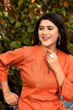 Rustic Rust orange cotton slub Co-ord set with pants in harem style