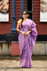 Lavender cotton silk handwoven saree with self stripes and gold pallu
