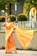 Pure handloom linen tussar saree with embroidery-Dark orange