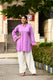 Dreamy Lavender hakoba flared sleeves mid thigh length straight kurta with off white farshi salwar with cut work embroidery