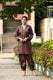 Rich Chocolate brown cotton slub Co-ord set with pants in harem style