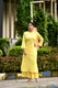 Radiant Yellow pintex cotton U shaped long straight kurta with matching trousers