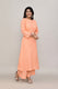 Peach pintex cotton U shaped long straight kurta with matching trousers