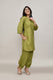 Soothing Olive green cotton slub Co-ord set with pants in harem style