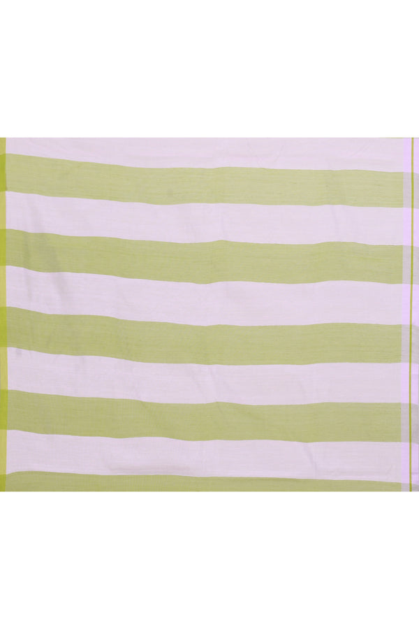Lavender and green double border white body tissue saree-light shade