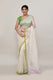 Lavender and green double border white body tissue saree-light shade