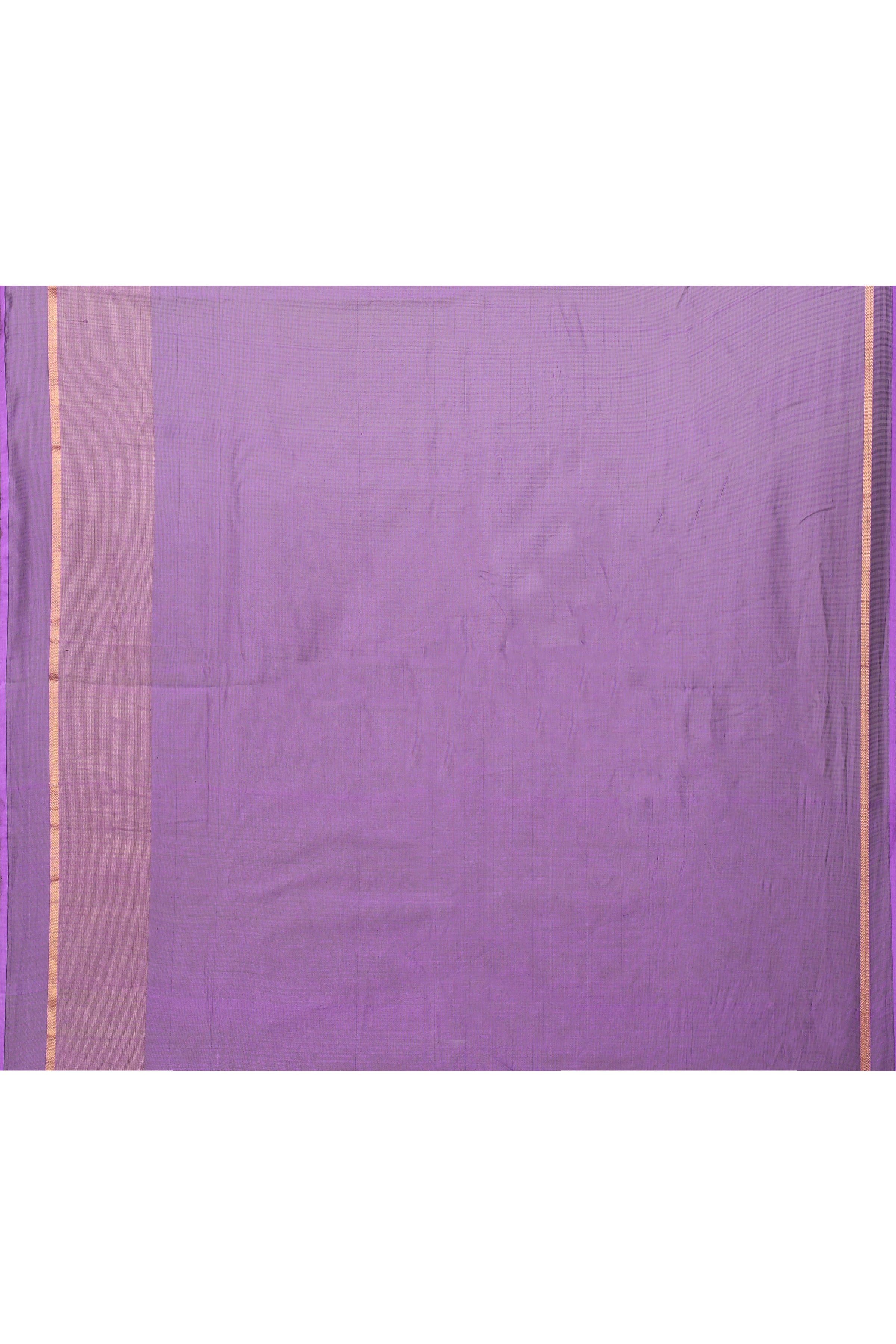 Lavender cotton silk handwoven saree with self stripes and gold pallu