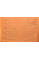 Pure handloom linen tussar saree with embroidery-Dark orange