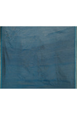 Coffee brown cotton silk hand woven saree with teal blue and golden border