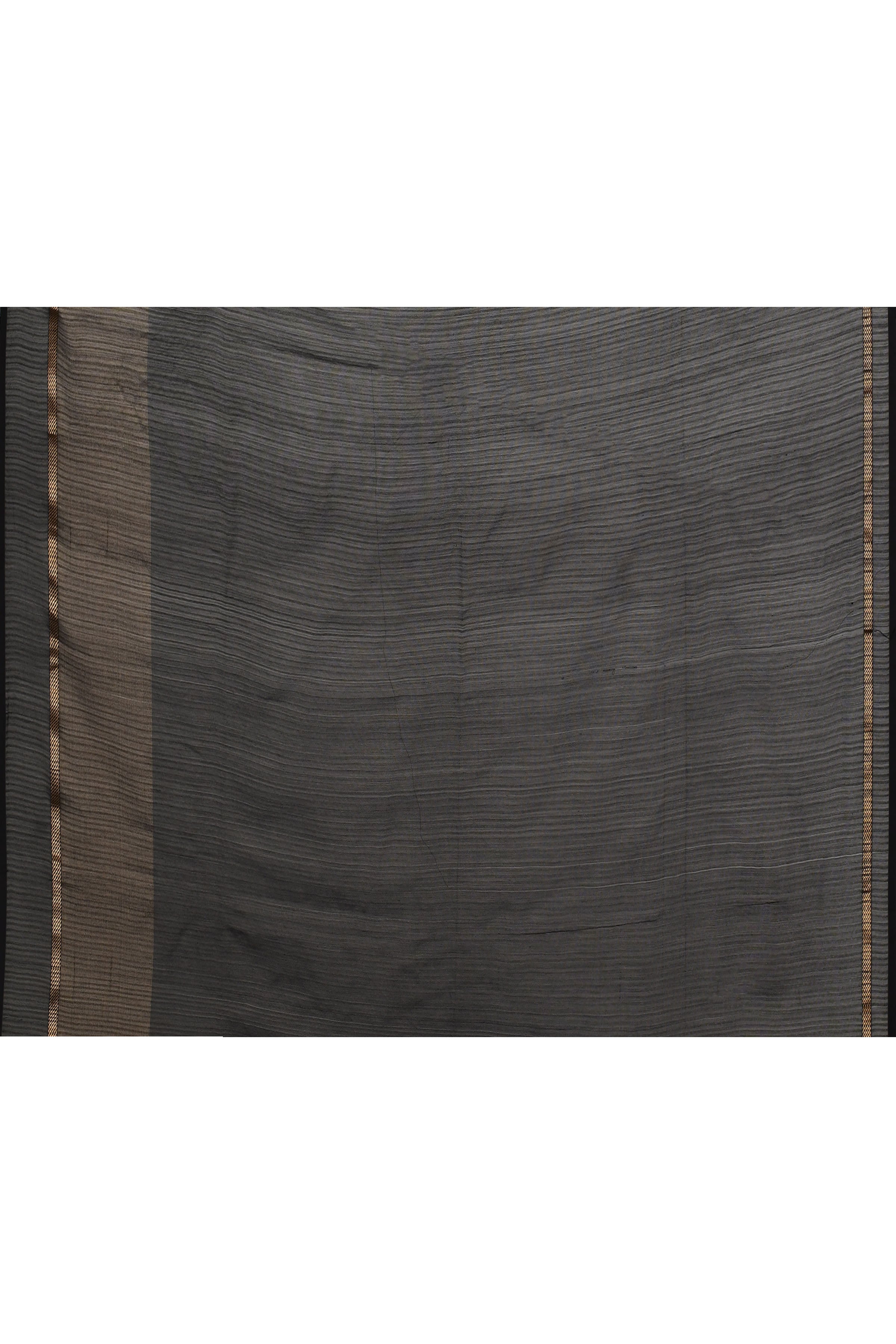 Black cotton silk handwoven saree with self stripes and gold pallu