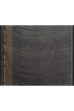 Black cotton silk handwoven saree with self stripes and gold pallu