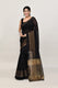 Black cotton silk handwoven saree with self stripes and gold pallu