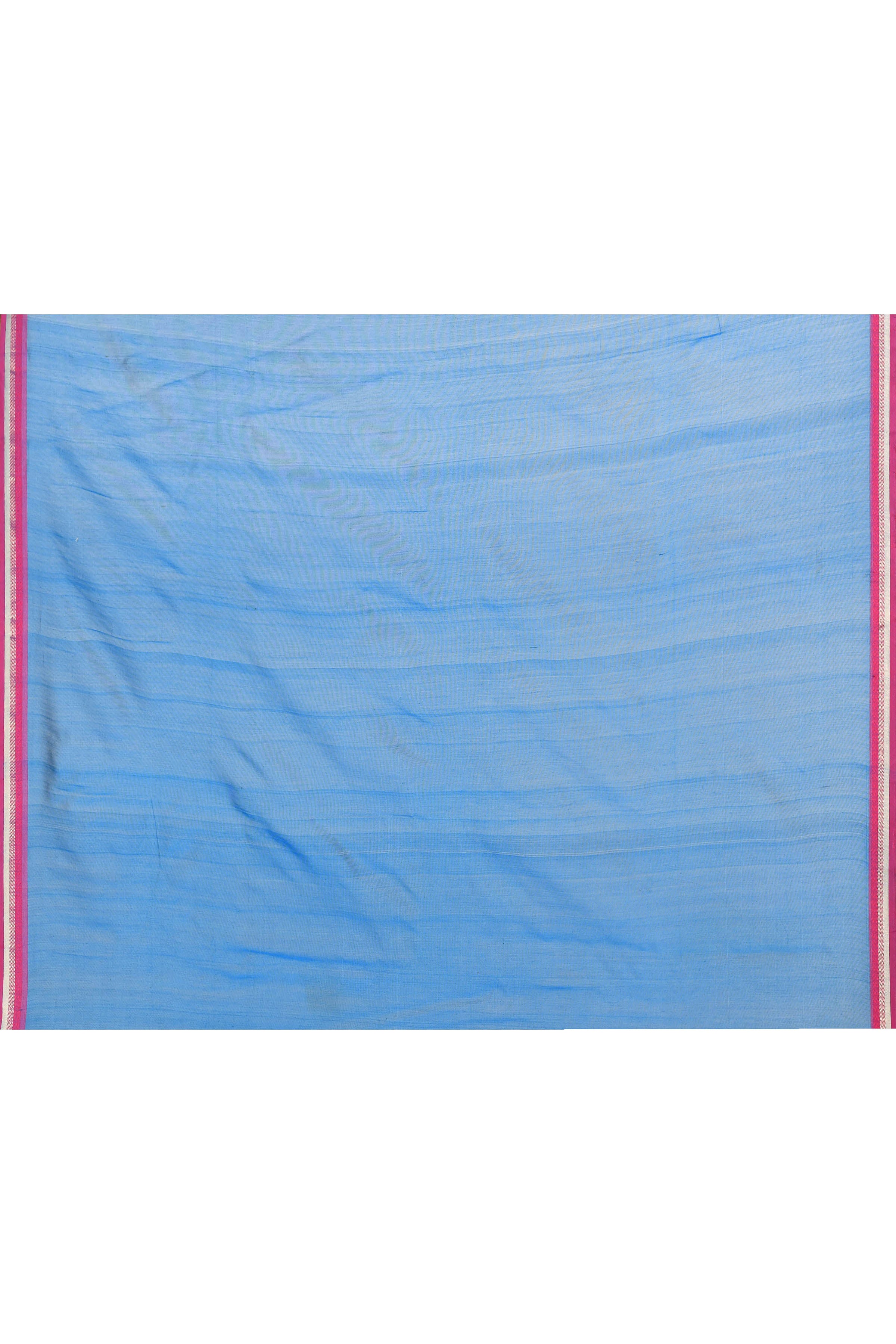 Black cotton silk hand woven saree with dark pink and golden border