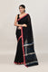 Black cotton silk hand woven saree with dark pink and golden border