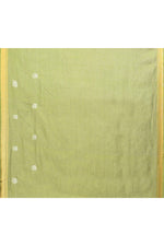 Pure handloom linen tussar saree with embroidery-olive green