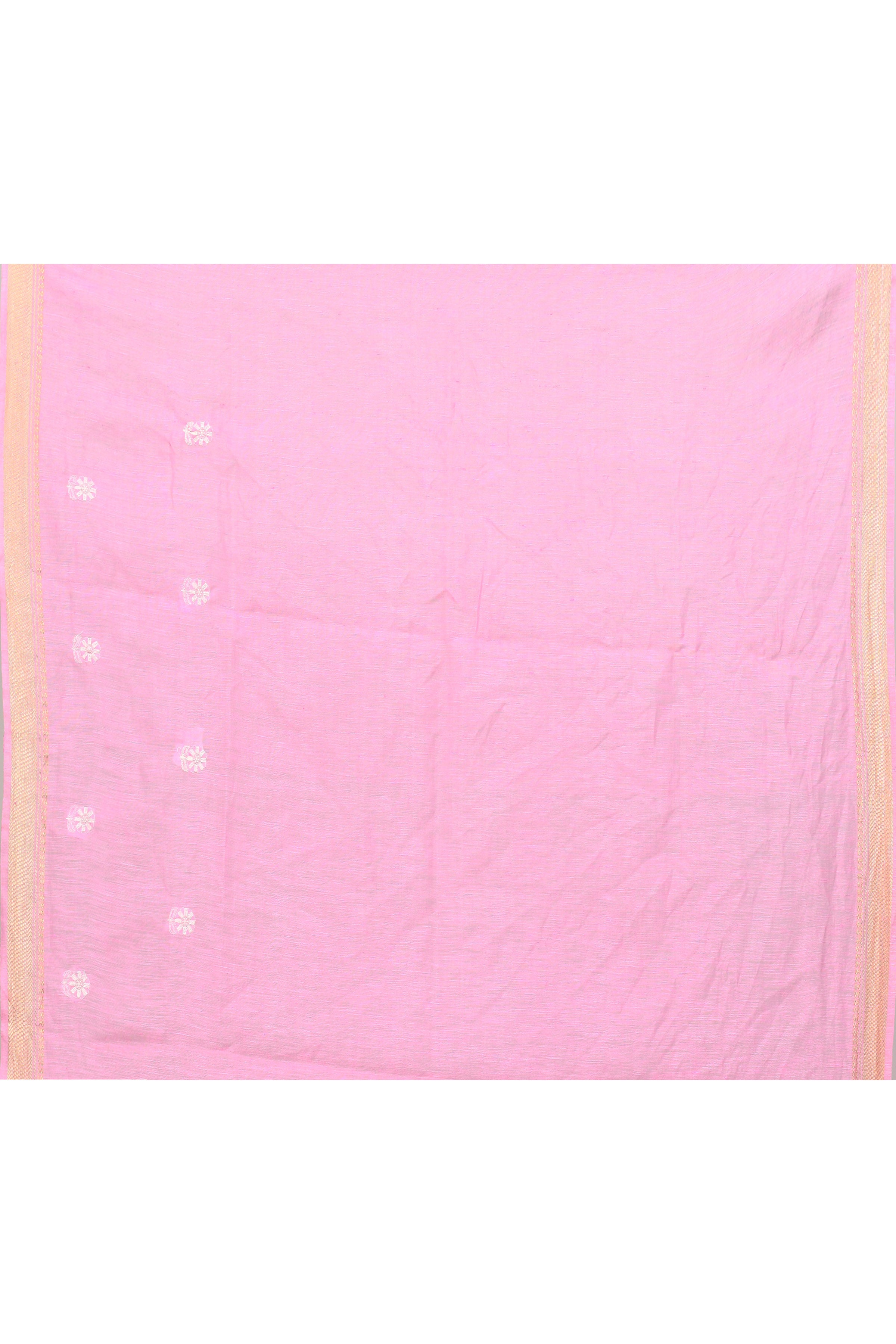 Pure handloom linen tussar saree with embroidery-Baby pink