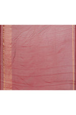 Maroon cotton silk handwoven saree with self stripes and gold pallu