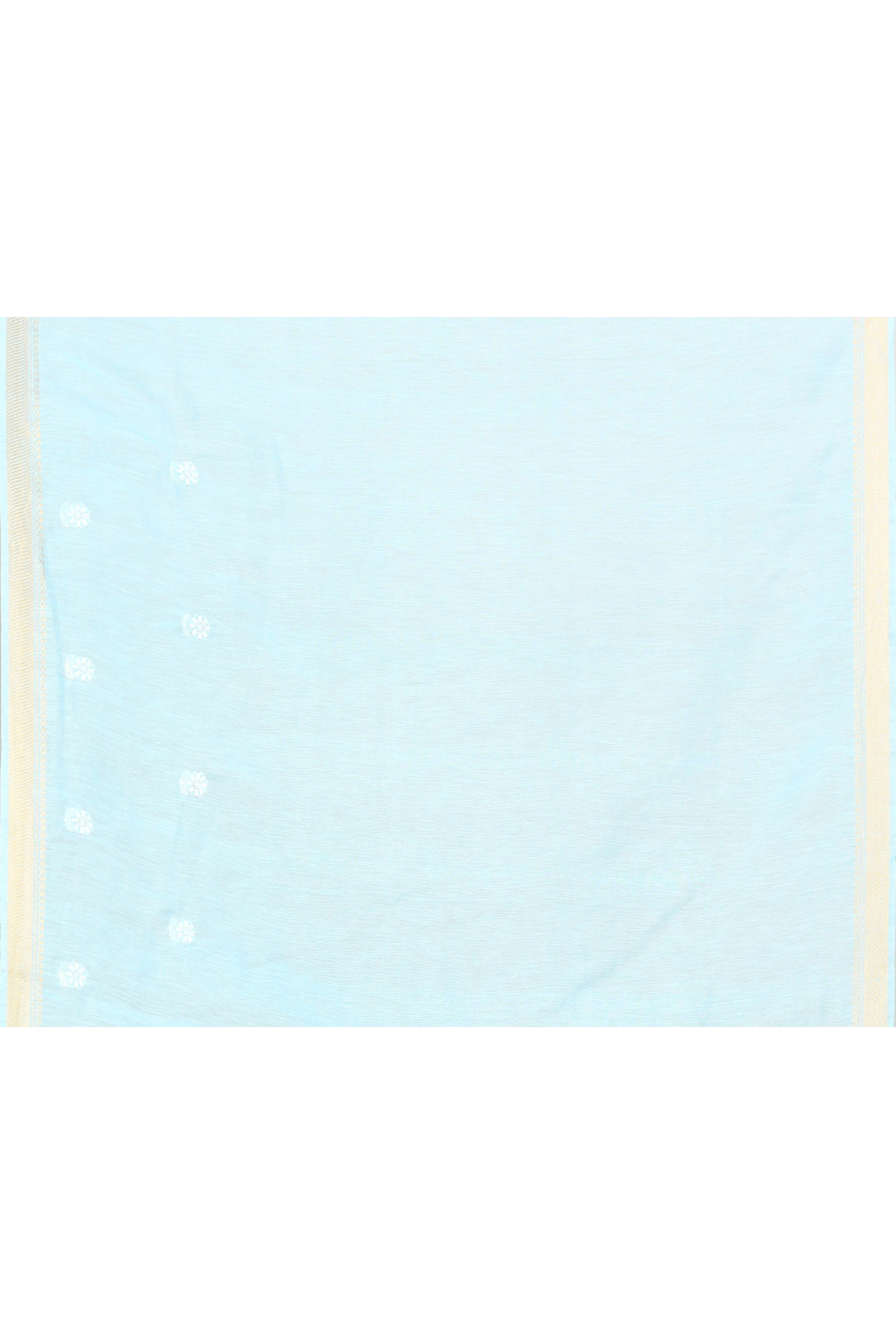 Pure handloom linen tussar saree with embroidery-sky Blue