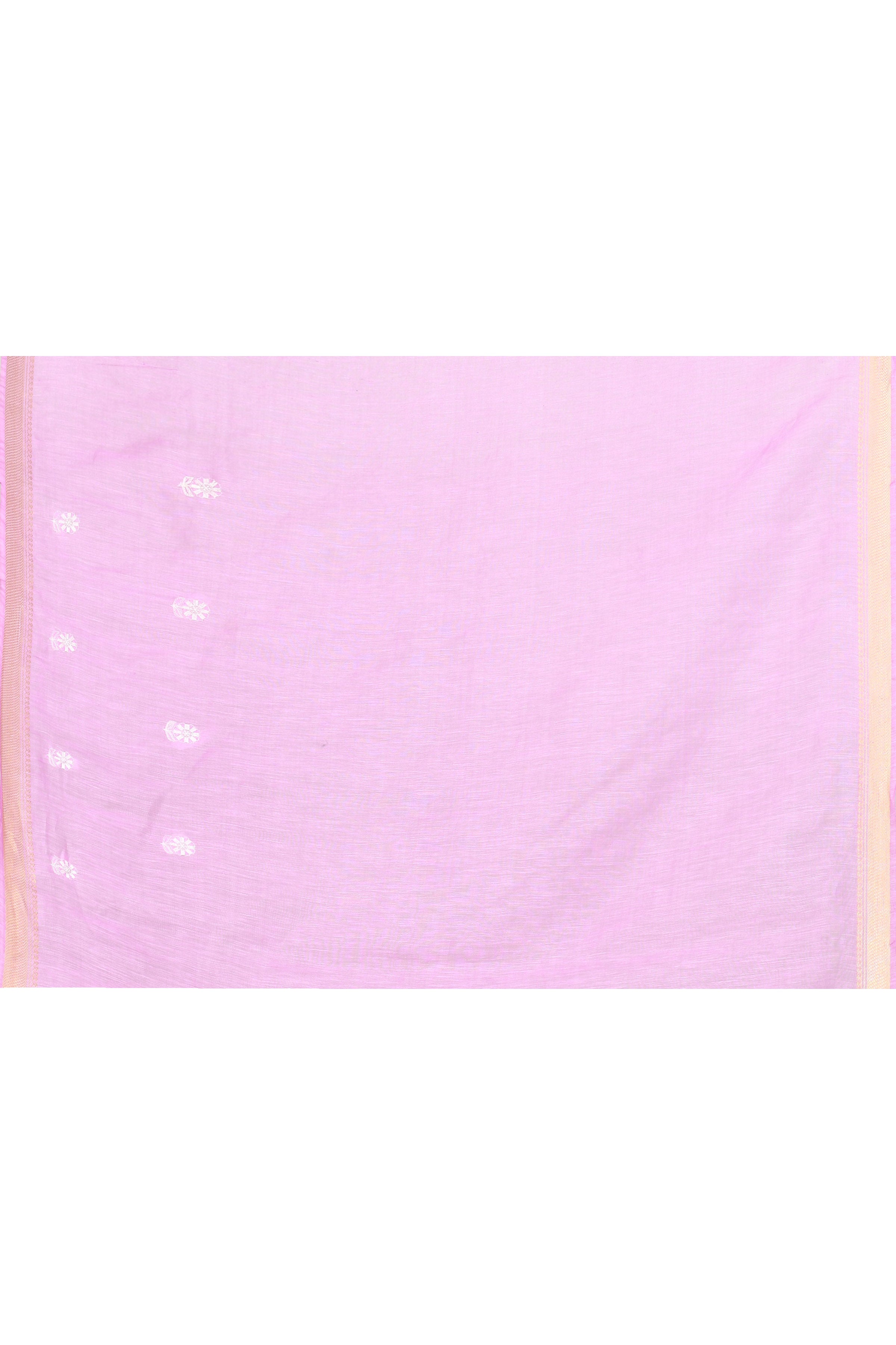 Pure handloom linen tussar saree with embroidery-Lavender