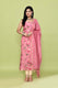 Pure handloom chanderi kurta with floral & leaf pattern multicolor meenakari weaving,matching chanderi dupatta and bottom-Onion Pink