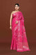 Banarasi woven soft silk saree with floral pattern motifs in gold zari - Fuchsia pink