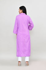 Hakoba long kurti with quarter length sleeves- Purple