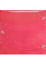 Banarasi soft silk saree with gold and silver zari weaving and cutdana embroidery in border- dark pink