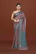Banarasi soft silk saree with mirror work and dark blue and gold zari woven border and pallu- Chocolate Brown