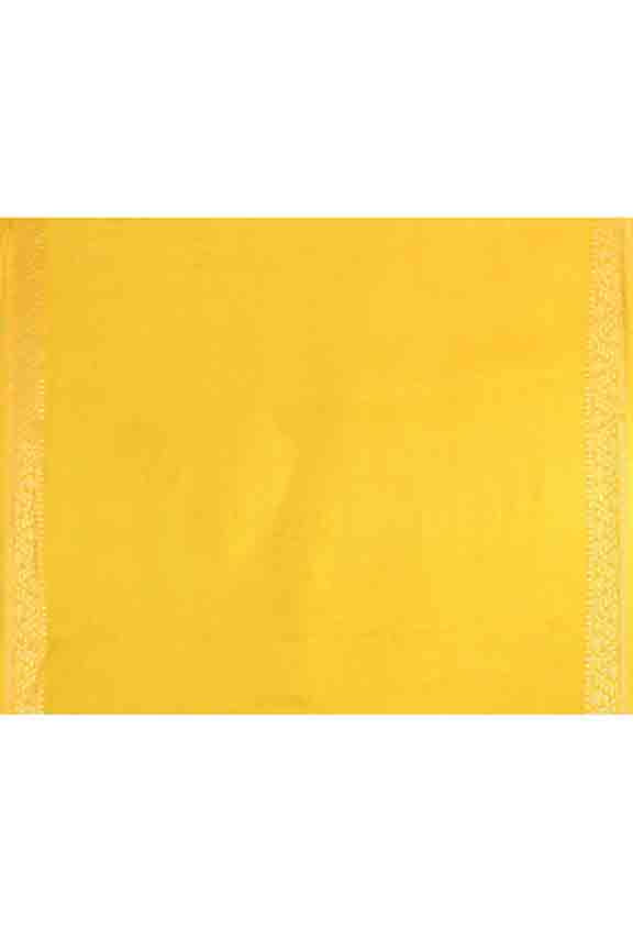 Banarasi soft silk saree with floral golden motifs weaving- Mango yellow
