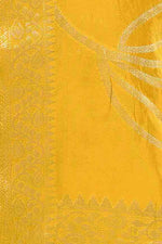 Banarasi soft silk saree with floral golden motifs weaving- Mango yellow