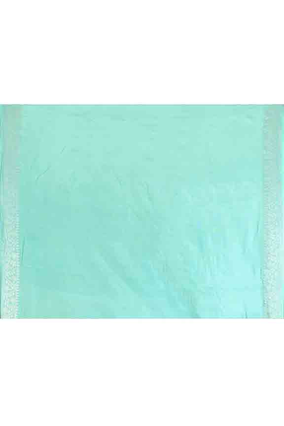 Banarasi soft silk saree with floral golden motifs weaving- Turquoise Blue