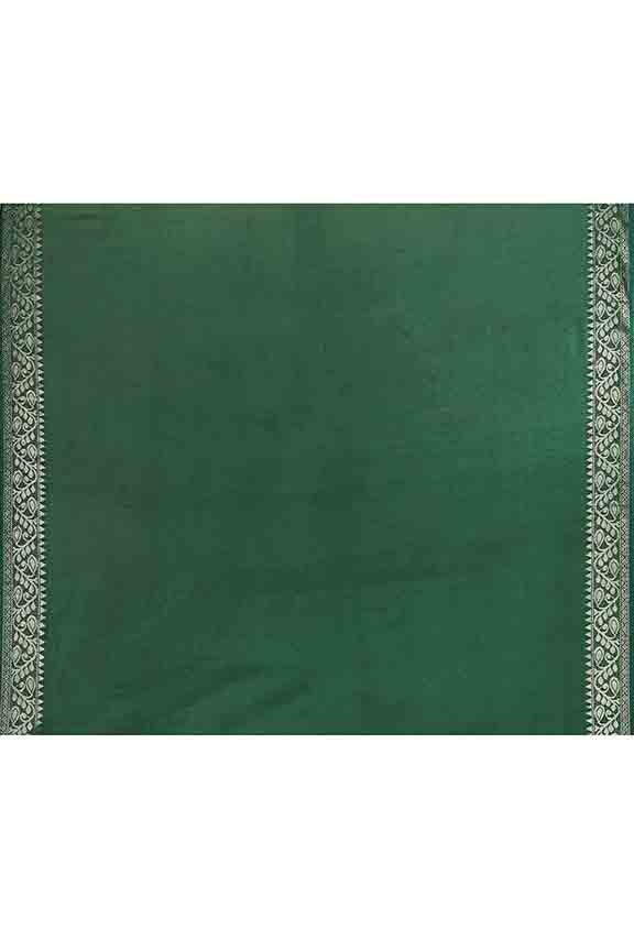 Banarasi woven soft silk saree with floral pattern motifs in gold zari - Bottle green