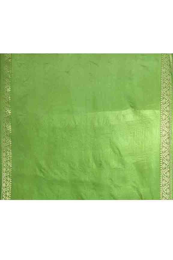 Banarasi soft silk saree with floral golden motifs weaving- olive green