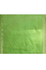 Banarasi soft silk saree with floral golden motifs weaving- olive green