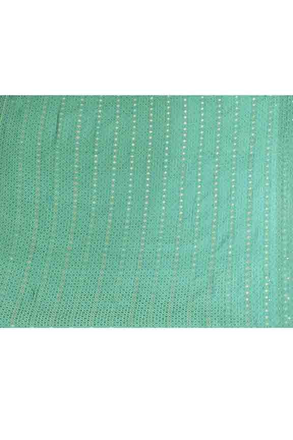Banarasi woven soft silk saree with dark blue and golden thread weaving with mirror work-Sea green