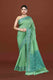 Banarasi woven soft silk saree with dark blue and golden thread weaving with mirror work-Sea green