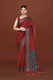 Banarasi woven soft silk saree with dark blue and golden thread weaving with mirror work-Maroon