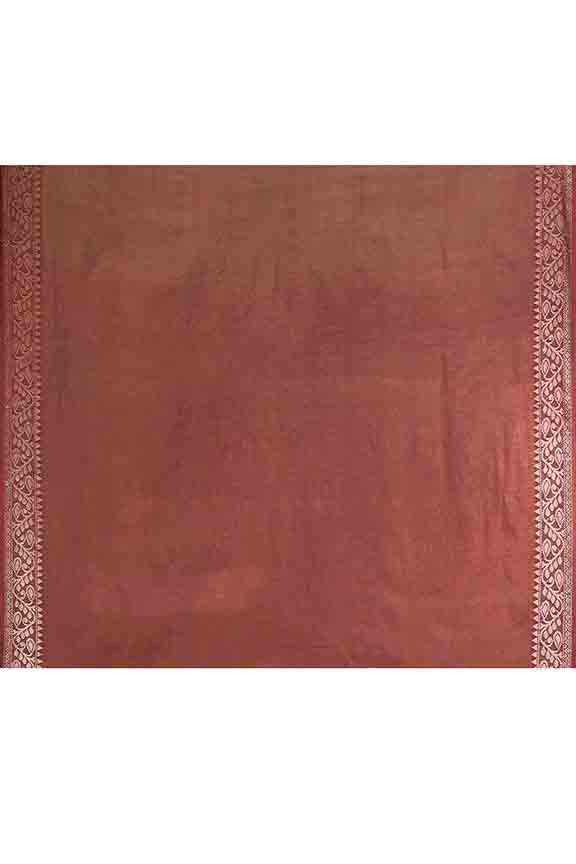 Banarasi woven soft silk saree with floral pattern motifs in gold zari - Brown