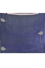Banarasi soft silk saree with gold and silver zari weaving and cutdana embroidery in border-dark blue