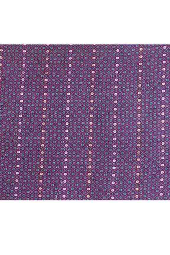 Banarasi soft silk saree with mirror work and dark blue and gold zari woven border and pallu- Purple