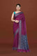 Banarasi soft silk saree with mirror work and dark blue and gold zari woven border and pallu- Purple