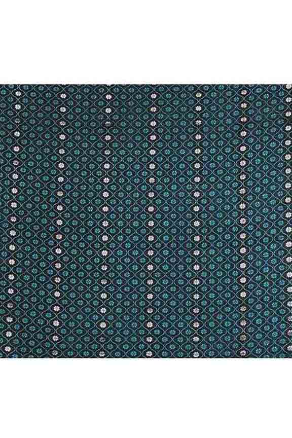 Banarasi soft silk saree with mirror work and dark blue and gold zari woven border and pallu- Black