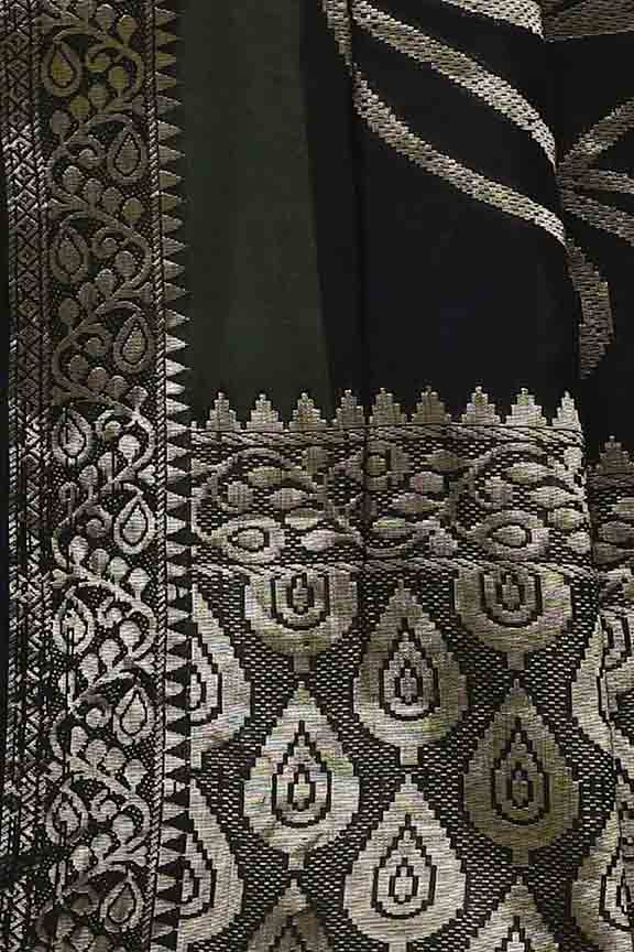 Banarasi soft silk saree with floral golden motifs weaving- Black